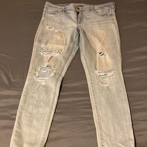 American Eagle super super stretch jegging destroyed light 16